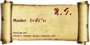 Mader Irén névjegykártya